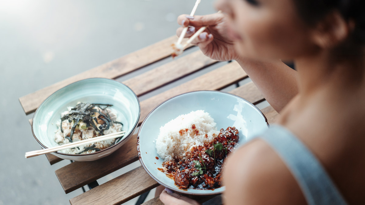 Eating Japanese food