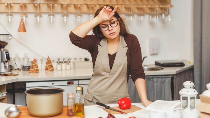 Anaemic woman in the kitchen