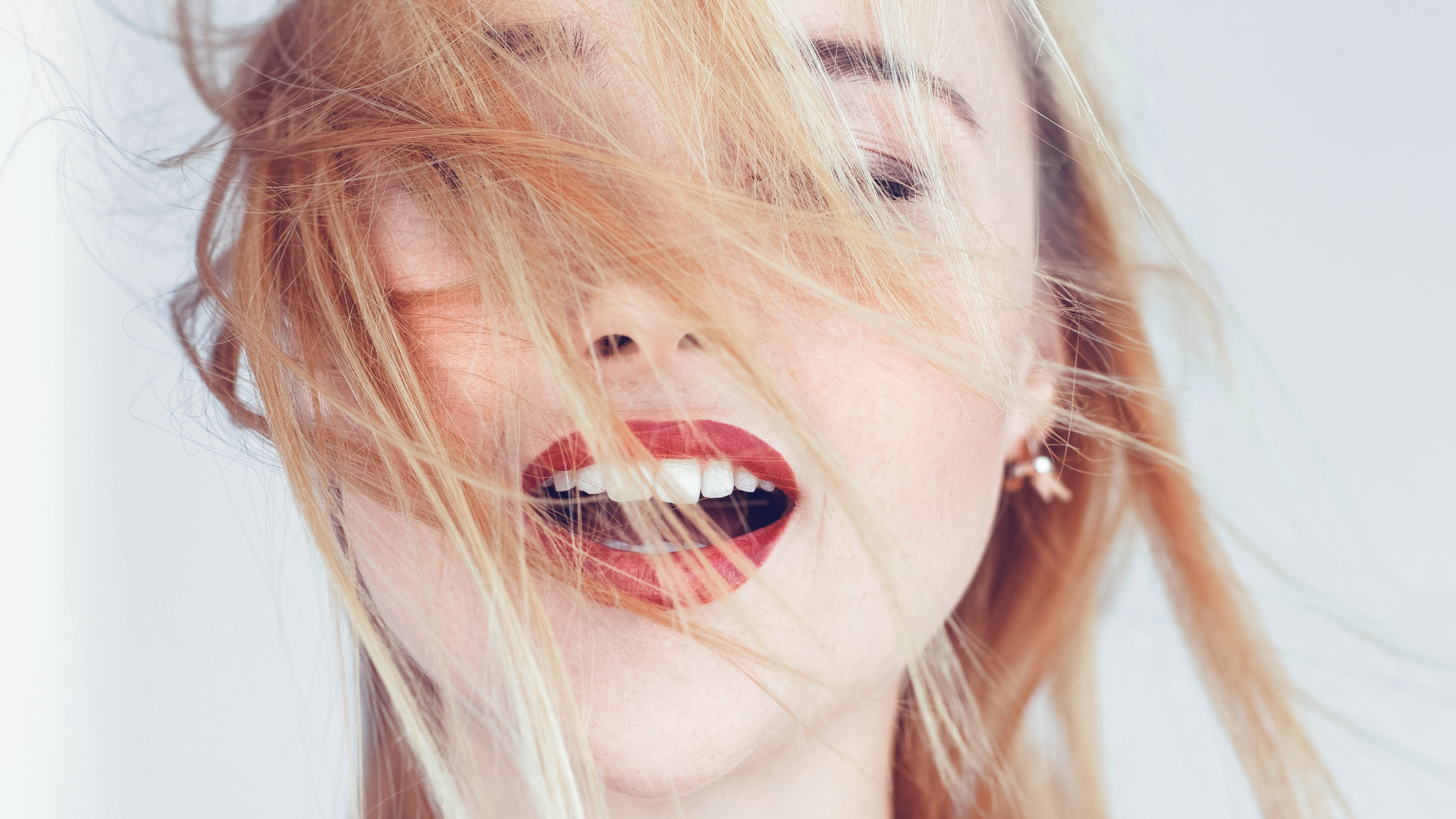 woman looking happy and satisfied